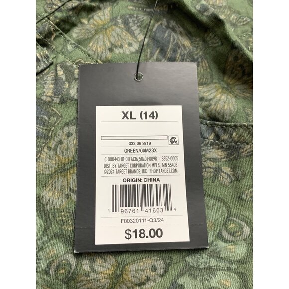 Art Class Junior Girls Cargo Pants Green Butterfly Pattern Pockets Size XL (14) - Picture 6 of 9